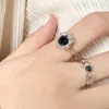 Cluster Rings VENTFILLE 925 Sterling Silver Black Zircon Liquid Lava Ring For Women Girl Party Gift Texture Simple Cool Jewelry Drop