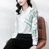 Long Sleeve Runway Shirt 2023 Luxury Designer Satin Printed Turn-Down Collar Women's Silk Blouse Casual Spring Autumn Winter 333E