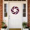 Decorative Flowers 13 Inch 4Th Of July Patriotic Wreath Red White And Blue Rose Garland Handcrafted Memorial Day Independence