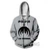 Men's Hoodies Fashion 3D Print Magma Band Zipper Zip Up Hooded Sweatshirts Harajuku Hoodie Hip Hop