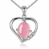 Pendant Necklaces Heart Shaped Jewelry Necklace Elegant Pink Natural Stone Choker Fashion Women's Party Clavicle Chain