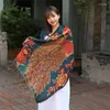 Scarves Peacock Pashmina Jacquard Women Shawl Winter Warm Scarf Wrap Bohemian Ethnic Fringed Shawls Lady Cotton Travel Blanket