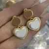 Luxury Crystal Pearl Letter Heart Ear Stud Earrings Vintage Brand Designer Copper Silver Jewelry for Fashion Women Love Wedding Party Gift High Quality