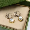 Boucles d'oreilles Designer Stud G double Earing Luxury Charm Women Diamond GGity bijoux Womam Pearl 57645