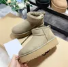 Dam Vinterkängor Designer Platform Boots för män Äkta läder Varm ankelpäls Lyxiga tossor