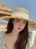 Wide Brim Hats Elegant Women's Flat Top Sun Hat Fashion Big Bow Belt Lace Up Unique Straw 2023 Summer Female Casual Holiday Wear