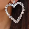 Boucles d'oreilles pendantes mode grand coeur strass pour les femmes élégant brillant cristal goutte mariée bijoux de mariage cadeaux de fête