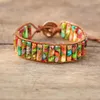 Braccialetti con ciondoli Naturale 4 13 Perline imperiali cilindriche Multi colore Chakra Bracciale Gioielli Fatti a mano Pietra Regali avvolgenti in pelle