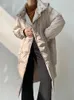 Trenchcoats voor dames CamKemsey Stijlvol Matroos Opstaande kraag Winter Volledige mouw Dubbele rij knopen Witte eendendons Gewatteerd Slanke taille Lang