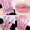 Lip Gloss Mirror Glass Solid Glaze Flowers Water Light Heart Shape Lipstick Women Clear Oil Jelly Tint Makeup Girl Cosmetic