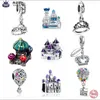 Para Pandora Charms Autênticos 925 contas de prata Pendente Esmalte Princesa Balão Charm Castle Bead