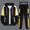 Men's Tracksuits Spring Autumn Mens Two Piece Set Hooded Jacket And Sweatpants Men Tracksuit Hip Hop Style Outfit Trendy Sports Suit 2023