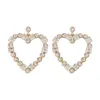 Boucles d'oreilles pendantes mode grand coeur strass pour les femmes élégant brillant cristal goutte mariée bijoux de mariage cadeaux de fête