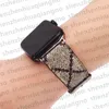 Pulseira de relógio de luxo para Apple Smart Straps iwatch Strap 7 3 4 5 6 Series 42mm 41mm 40mm 45mm Fashion G Lychee Pattern Letter Leather Bracelet Men Women