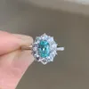 Küme halkaları ruif 925 gümüş zarif 3.8CT laboratuvarı kadınlar için büyümüş Paraiba Kızlar Günlük Ofis Partisi Anlık Fesur Fine Mücevherat