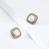 Stud Earrings Fashion Brincos Wedding Jewelry Big Pearl Earring Square For Women