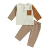 Girl Dresses Cute Infant Spring Outfit Adorable Contrast Color Long Sleeve Top With Elastic Waist Pants - Perfect For Fall