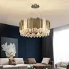 Lampadari Lustro Lampadario di cristallo Anello in acciaio inossidabile Lampada da soggiorno a LED Villa di lusso decorativa