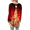 Women's Blouses Christmas Blouse Shirt Women 2023 Tree Printed Ladies Tops Casual Long Sleeve Female Camiseta Mujer