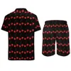 Suits-survains masculins Red Sweet Cherry Men Set Natural Fruit Casual Shorts Fitness Outdoor Shirt Set Suit à imprimé vintage Short-Sheeve Big Taille