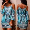 Casual Jurken Off Shoulder Flowy Jurk Voor Vrouwen 2023 Sexy Mode Mini Blauwe Kleur Zomer Kleding Elegante Gevoel Dame overgooiers