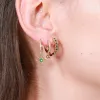 Mode 3pcs / set Tassel Hoop Boucles d'oreilles Designer pour Femme Vert Rose Cubic Zirconia 18k Or Cuivre Diamant Boucle D'oreille Géométrie De Luxe Bijoux Saint Valentin Cadeau