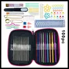 Conjunto de agulhas de crochê de 100 peças, ferramenta de costura, agulhas de crochê multicoloridas com marcadores de ponto e acessórios de crochê em estojo de armazenamento para iniciantes
