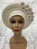 Tecido e Costura Africano Clássico Multicolor Bonnet Femme Turbantes Bordados de Alta Qualidade Nigéria Gele Headtie Aso Oke Com Pedras1 Conjunto 230707