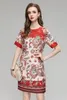 Дизайнерское платье весна и осенняя модная печать круглое шея с коротким рукавом элегантное платье женское платье ручной работы на заказ жаккардовая ткань S-xl