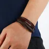 Link Bracelets Men Classice Cowhide Braided 다층 가죽 팔찌 팔찌 자기 클래스 뱅글 드롭 Pulsera Hombre