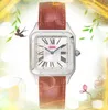 Premium rzymska cyfra kwadratowy zegarek z mechanizmem kwarcowym kobiety dwie szpilki zegar popularny styl biznes 316L drobna stalowa obudowa sukienka prawdziwy włoski skórzany pasek zegarki prezenty