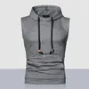 Men's Tank Tops Sweatshirt Waistcoat Elastic Breathable Warm Sleeveless Hooded Workout Vest Daily Clothing