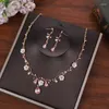 Necklace Earrings Set Fashion Flower Crystal Costume Jewelry Rhinestone Choker For Women Tiaras Crown Wedding