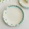 Plates Cute Hand-painted Daisy Embossed Dessert Ceramic Cake Snack Dishes Tea Party Serving Side Dish
