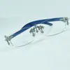 Monture de lunettes en bois bleu Cross Diamond 3524012 avec lentille transparente de 56 mm