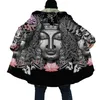 Jeans Drop Shipping Hiver Hommes Manteau Samouraï Oni Masque Tatouage 3d Impression Polaire À Capuchon Manteau Unisexe Casual Épais Chaud Cape Manteau Pf31