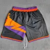 Shorts masculinos MM MASMIG Shorts de basquete com estampa de sol preto e bolsos com zíper Devin Booker Calças esportivas street style 230707