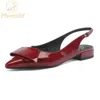 Sandalen Phoentin Sexy Lackleder Spitz Zehen Slingbacks Sommer Low-Heels Pumps Damen Kleid Party Schuhe Plus Größe 42 FT2671