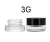 100pcs Food Grade Non-Stick 3ml 5ml Glass Jar Tempered Glass Container Wax Dab Jar Dry Herb Container with Black Lid
