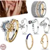 Anelli a grappolo Vari stili S925 Anello a goccia in argento sterling Moon Sun Rose Gold Row Diamond Gioielli fai da te Regalo di anniversario