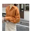 Women's Blouses 2023 White Orange Shirt Design Sense Small Solid Color Versatile Loose Casual Polo Long Sleeve Top Autumn