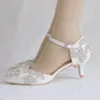 Luxury Crystals Wedding Bridal Shoes White Fashion Round Toe Women Casual Shoes With Straps Low Heel Stunning Bridal Female Prom Dress Shoes Pumps Fashion CL2585