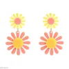Dangle Earrings Korean Cute Acrylic Flower For Women Trendy Geometric Daisy Pendant Drop Sweet Sunflower Fashion Jewelry Gifts