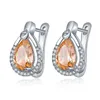 Boucles d'oreilles Boucles d'oreilles Bijoux mignons Boucle d'oreille avec diamants Aaa Zircon Boucles d'oreilles Petites gouttes d'eau étrangères de qualité supérieure découpées glacées pour femmes filles Plaqué or véritable 18 carats Aest