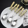 Dinnerware Sets Table Knife Stainless Steel Dessert Scoop Ceramic Handle Household Utensils For Kitchen Cutlery Meal Spoon Pizza Fork