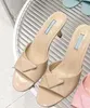 Lyx Designers tofflor Sandaler Borstad läder Kvinnor Tofflor Höga klackar Pumps Inverterad triangel Flip Flops Flat Slides Damskor SVART VIT 35-42Box