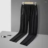 Men's Pants 2023 Summer Thin Quick-drying Ice Silk Trousers Casual Elastic Waist Loose Male Black Lightweight Long
