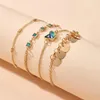 Link Bracelets 5 Pcs/set Butterfly Bracelet Fashion Leaf Heart Chain Crystal Circle Bangle Hand Jewelry For Female