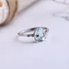 Bagues en grappe mignonne petite bague simple avec pierre précieuse aigue-marine naturelle en argent sterling 925 bijoux fins pour filles femmes comme cadeau