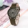 Wristwatches Quartz Watch Woman's High-end Blue Glass Life Waterproof Distinguished Women Leather Band 20mm